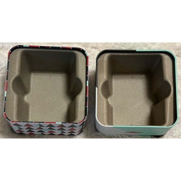 LOT of 2 Christmas Holiday Fossil Watch Holder ONLY Metal Tin Box Cases 2.75" - Picture 13 of 16